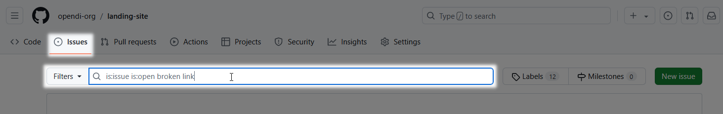 GitHub issues search